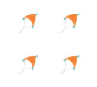 Sewroro 4pcs Mini Knitted Hamster Hats for Guinea Pig Rabbit Small Animals Cute Christmas Party Costume Accessory in Orange