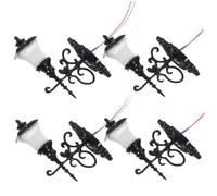 Sewroro 4pcs Mini Luminous Wall Lamp Charming Doll House Wall Light for DIY Miniature Scenes Black Warm Yellow Glow Accessory for Sand Table Models