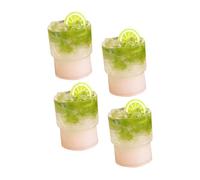 Sewroro 4pcs Miniature Dollhouse Fruit Tea Cups Resin Pretend Play Drinks Model for Family Interaction Travel Friendly Doll House Accessories
