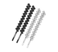 Sewroro 4Pcs Rhinestone Hair Clips for Women Wedding Shiny Bobby Pins Hair Accessories for Thick Bride Jewelry Decorative Barrettes in Black and Silver