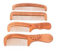 Sewroro 4pcs Synthetic Material Peach Wood Scalp Massager and Fine Teeth Comb Set to Relieve Tension and Stimulate The Scalp for Effective Hair Styling