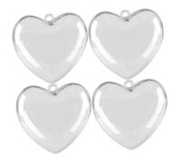 Sewroro 4pcs Valentine Decoration Fillable Heart Shape Ball Ornaments Plastic 12cm Hanging Balls for Wedding Home and Seasonal Décor