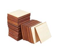 Sewroro 50pcs Unfinished Wooden Squares Blank Wood Slices for DIY Crafts Arts Coasters and Home Decor for Painting and School Projects