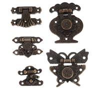 Sewroro 5pcs Antique Copper Hasp Buckles for Jewelry Boxes Durable Latch Lock Accessories for Vintage Wooden Storage Easy Installation with Screws for Cosmetic and Wine Boxes
