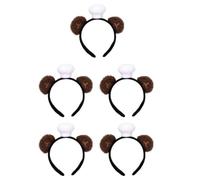 Sewroro 5pcs Bear Ears Chef Hat Headband Soft Cartoon Animal Hair Hoop for Cosplay Party Spa Kawaii Headdress for Makeup Face Washing Hairband for Women Adults