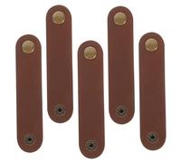Sewroro 5Pcs Cowhide Cable Organizer Straps Leather Cord Wraps for Charging Cords USB Wire Holders for Home Office Travel