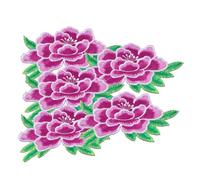 Sewroro 5Pcs Iron Flower Embroidered Patches Small Purple Peony Applique for Clothing Bags DIY Decorative Sew Clothing Patches Repair and Reinforce