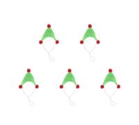 Sewroro 5pcs Knitted Mini Hamster Hats Small Animal Clothes Cute Tiny Pet Caps for Guinea Pig Rabbit Hamster Christmas Party Costume Accessories Green