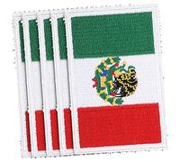 Sewroro 5pcs Mexican Flag Embroidered Iron Patches for Clothes DIY Repair Decoration National Flag Appliques for Bags Hats Shoes Socks Soft Sewing Patch