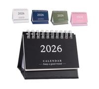 Sewroro 5pcs Mini Desk Calendar Compact Monthly Desktop Planner with Twin-wire Binding Small Standing Flip Calendar in Pink White Green Black Blue for Office School Classroom Organization