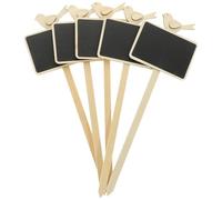 Sewroro 5Pcs Mini Wooden Chalkboard Stakes Plant Labels Garden Markers Pot Signs for Nursery and Potted Flowers