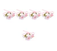 Sewroro 5pcs Pet Flower Headbands Dual-purpose Decorative Collars Soft Artificial Floral Ribbon Wedding Accessory for Cats Pink Bloom S