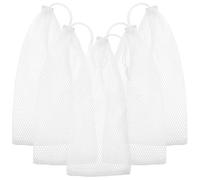 Sewroro 5pcs Polyester Drawstring Birds Feeder Hanging Bags 12x28cm Hexagonal Mesh Bird Food Sock Feeders for Wild Backyard Feeding Supplies