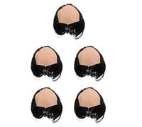 Sewroro 5pcs Realistic Short Straight Mens Bald Cap Wig with Breathable High Temperature Fiber, Easy Styling Synthetic Hairpiece for Scientist Cosplay and Daily Use, Black Costume