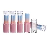 Sewroro 5pcs Reusable Gradient Pink DIY Lipstick Tubes Empty round Lip Balm Containers Refillable Lipstick DIY Tubes for Cosmetic Packaging