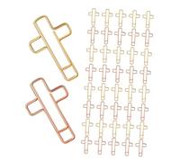 Sewroro 60pcs Cross-Shaped Metal Paper Clips for Bible Study and Journaling Christian Planner Clips for Organizing Documents Portable Gold and Rose Gold Bookmarks for Office Supplies