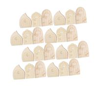 Sewroro 60pcs Miniature Wooden Fairy Garden Doors DIY Coloring Craft Sturdy Natural Wood Elf Door Blanks for Bonsai Terrarium Micro Landscape Decoration Accessories in Beige