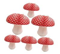 Sewroro 6Pcs Adorable Mushroom Shaped Paper Lanterns Reusable Hanging Decorations for Birthday Party Nursery Garden Indoor Outdoor Festive Atmosphere Red Color