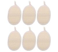Sewroro 6Pcs Beige Cotton Linen Bath Sponge Scrubber Set for Adults and, Natural Exfoliating Body Brush Bath Scrubber for Gentle Skin Cleaning and Spa Bathing
