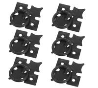 Sewroro 6Pcs Black Iron Vintage Cabinet Drawer Pulls with Four Leaf Clover Floral Design Single Drop Ring Handles for Dressers Cupboards and Antique Furniture Hardware Accessories