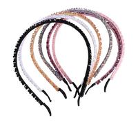 Sewroro 6pcs Crystal Beaded Knitting Hair Hoop Set for Women, Hand-Knitted Full Beads Cross Pattern Headbands, Fashion Female Hair Accessories for Daily Wear