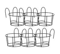 Sewroro 6pcs Iron Planter Brackets Balcony Planter Hangers Wall Mounted Window Box Holders with Streamlined Design and Graceful Curvature for Stable Outdoor Flowerpot Support