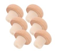 Sewroro 6Pcs Mushroom-Shaped Wooden Wine Bottle Stoppers Bulk Set Natural Cork Bottle Caps for Sealing Wine and Whisky Reusable for Kitchen and Bar Use