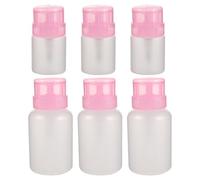 Sewroro 6pcs Nail Polish Remover Pump Bottles Plastic Squeeze Bottles for Salon Home Use Push Top Dispenser Empty