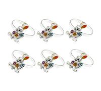 Sewroro 6pcs Silver Bunny Shape Alloy Napkin Rings Easter Napkin Buckles Anti-rust Holders for Party Table Decoration