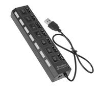 Sewroro 7-port USB Hub USB Splitter 7 Blue LED Indicators Portable Abs High-speed Extension Cable for Office and Travel