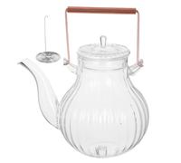 Sewroro 800ML Heat Resistant Glass Teapot with Copper Handle, Delicate Chrysanthemum Pattern Tea Brewing Kettle for Stovetop and Electric Ceramic Cooker, Suitable for Home and Office Use