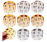 Sewroro 8Pcs Plastic French Hair Combs Set Small Decorative Side Hair Clips for Women Bright Lacquer Finish in 4 Colors for Braids and Updos