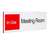 Sewroro Acrylic Slider Door Meeting in Progress Door Sign with Tear-Resistant Status Indication Red Green White for Office Conference Room Use