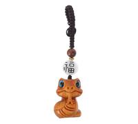 Sewroro Artistic Year Snake Keychain Wood Carving Snake Pendant for Chinese Year Auspicious Ornament Keyring with Detail