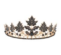 Sewroro Ball Crown Maple Leaf Hairband for Women Queen Goddess Costume Headpiece Birthday Tiara Festival Photo Prop