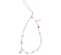 Sewroro Beaded Phone Charm Strap with Star Pendant Pink Alloy Crystal | Lightweight Anti Lost Accessory, Bag Charm for Phones and Handheld Cameras, Festival Use