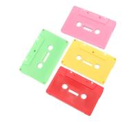 Sewroro Blank Cassette Tapes Wall Decoration 4pcs Vintage Diy Cassette Ornaments in Red Pink Light Green Yellow for Retro Party and Home Decor