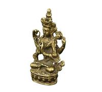 Sewroro Brass Buddha Ornament Tabletop Decor Four-armed Quan Yin Statue, Decorative and Practical Buddhist Ornament for Tables and Cabinets, Unique Artistic Feng Shui Sculpture in Golden