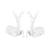 Sewroro Ceramic Couple Deer Ornament, White Glazed Porcelain Car Interior Decor and Household Desktop Ornament, Lifelike Couple Deer Figurines for Home and Vehicle Decoration