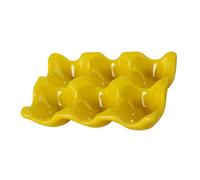 Sewroro Ceramic Egg Holder for Kitchen and Countertop Stylish Yellow Egg Tray Organizer and Serving Tray for Small Appetizers