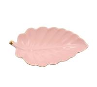 Sewroro Ceramic Leaf Shape Jewelry Storage Tray Pink Gold Trim