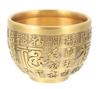 Sewroro Chinese Treasure Bowl Wealth Basin Money Bowl Buddhist Offering s Brass Golden Feng Shui for Fortune Attract Wealth