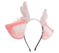 Sewroro Christmas Headpiece Headband Deer Costume Hair Accessories Reindeer Antler Hair Hoop Reindeer Antler Headgear Costume Party Headpiece Pink