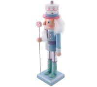 Sewroro Christmas Nutcracker Figure 25Cm Blue Wooden Nutcracker Soldier Ornament Festive Indoor Xmas Tabletop Decoration