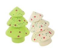 Sewroro Christmas Tree Makeup Sponge Set 2pcs with Glitter Soft Beauty Sponges for Wet Foundation Blending, Round Non-Latex Makeup Egg Puff with Storage Box for Face Cosmetics