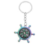 Sewroro Compass Keyring Ship Wheel Keychain Silver Metal Wheel Shape for Camping and Outdoor Men Women Backpack Pendant