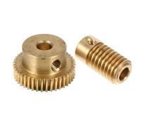 Sewroro Copper Worm Wheel and Worm Gear Set and 5mm Hole Diameter with 40 Teeth 2 Pcs Sturdy Small Volume Compact Replacement Accessories for Industrial Transmission
