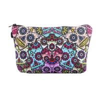 Sewroro Creative Makeup Bag with Skull Pattern, Compact and Lightweight Polyester Cosmetic Organizer Bag, Easy to Carry Toiletry Pouch for Gym and Vacation Travel