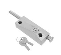 Sewroro Door Foot Lock with 2 Keys, Metal Spring Loaded Bolt for Surface Mounted Automatic Revolving Door, Floor Mount Security Latch for Sliding Patio Gates, Brushed Silver, 7.4x1.6x1.6