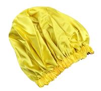 Sewroro Double-Layer Satin Sleeping Cap with Elastic Wide Edge for Women, Yellow Night Sleeping Hair Protection Bonnet, Chemotherapy Hair Care Shower Accessory